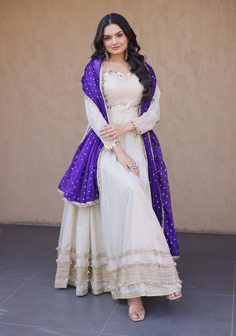 Purple Cosmos Lehenga Set - Indya