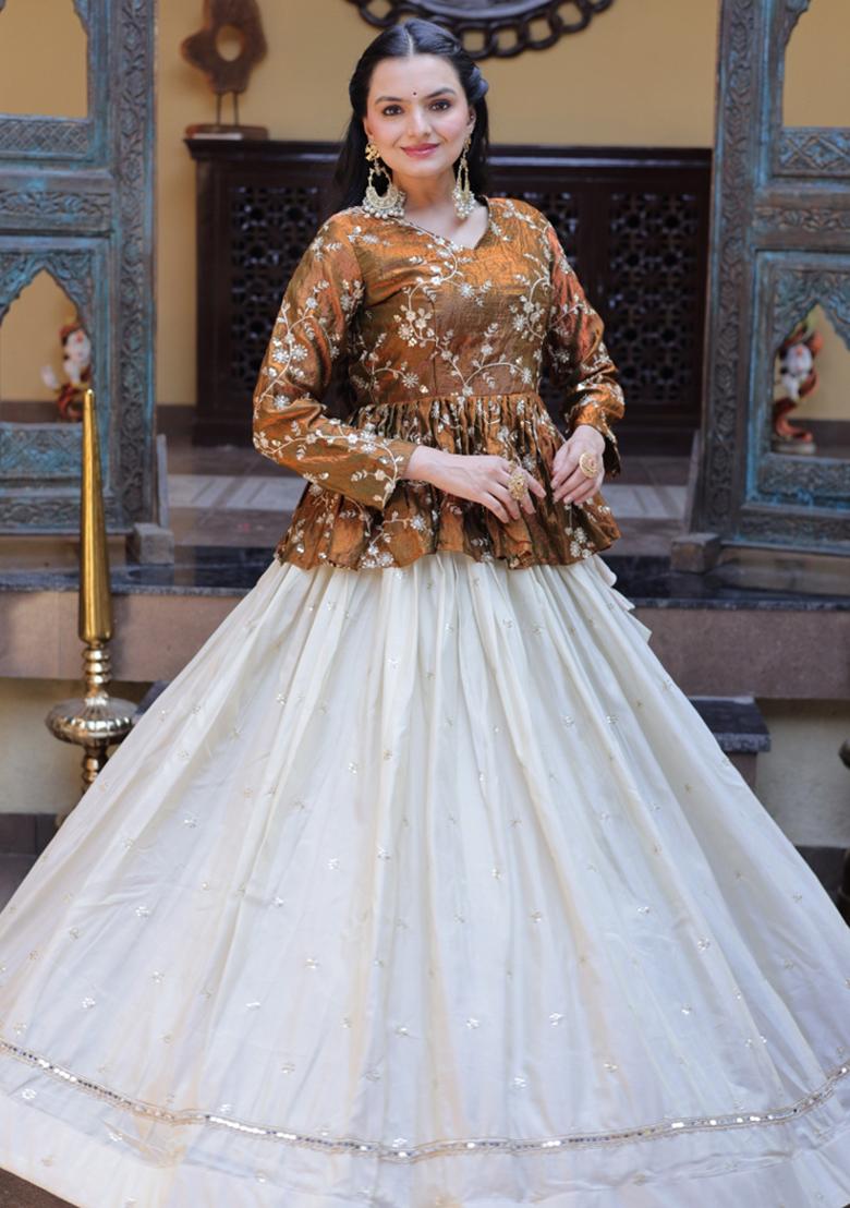 Golden Embroidery Cosmos Lehenga Set - Indya