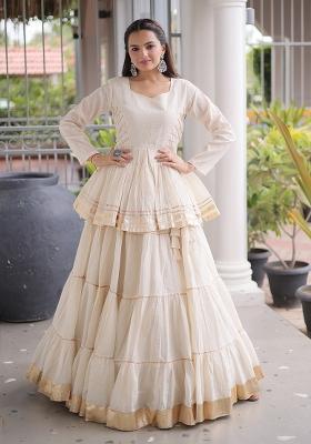 White Gota Patti Cotton Lehenga Set