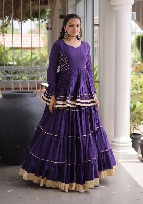 Purple Gota Patti Cotton Lehenga Set