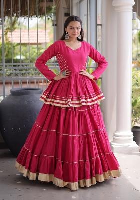 Pink Gota Patti Cotton Lehenga Set