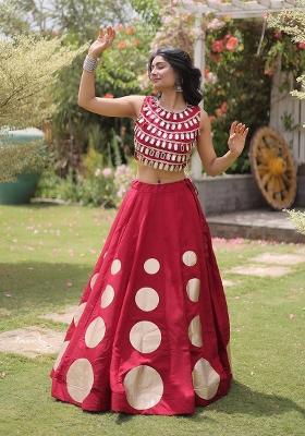 Maroon Gota Patti Silk Lehenga Set