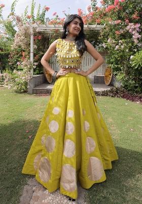 Yellow Gota Patti Silk Lehenga Set