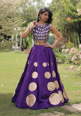 Purple Gota Patti Silk Lehenga Set