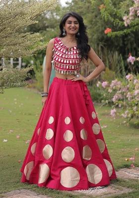 Rani Pink Gota Patti Silk Lehenga Set