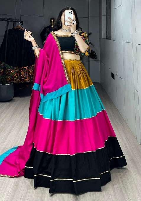 Multicolor Kutch Work Rayon Chaniya Choli Set For Navratri And Garba for Diwali | Wedding & Festive Wear