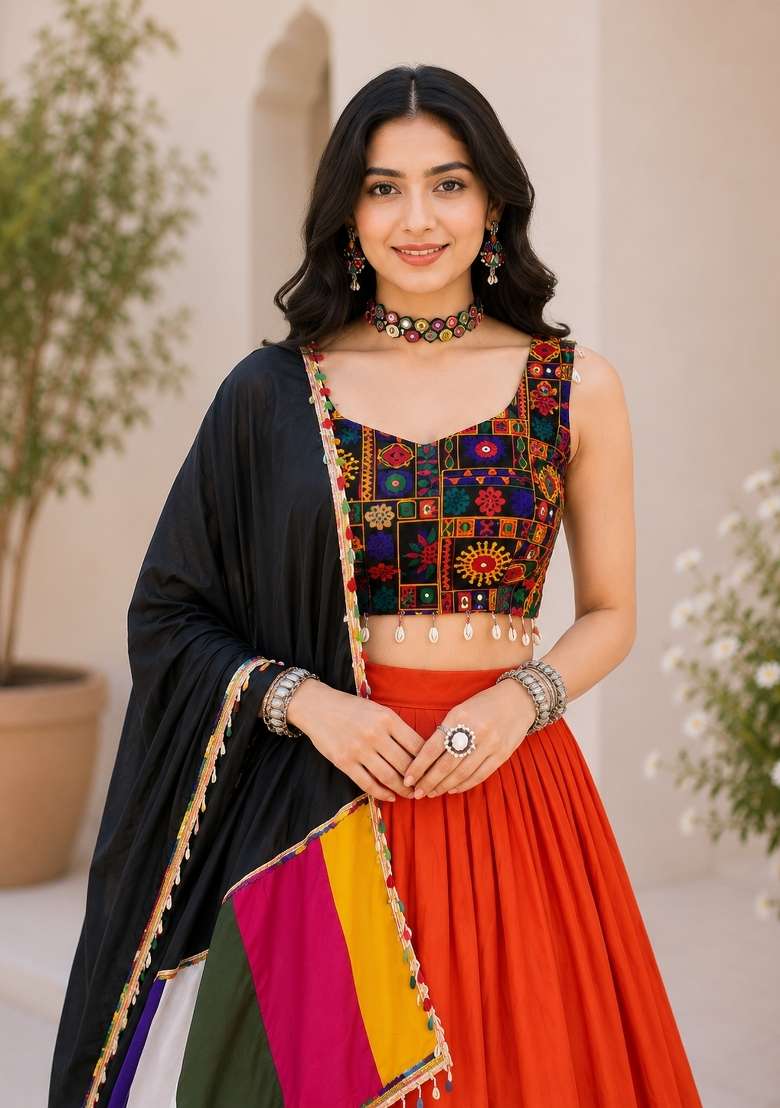 Purple Kutch Work Rayon Chaniya Choli Set For Navratri And Garba for Diwali | Wedding & Festive Wear - Indya