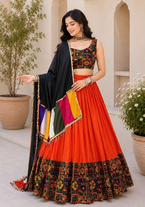 Purple Kutch Work Rayon Chaniya Choli Set For Navratri And Garba for Diwali | Wedding & Festive Wear