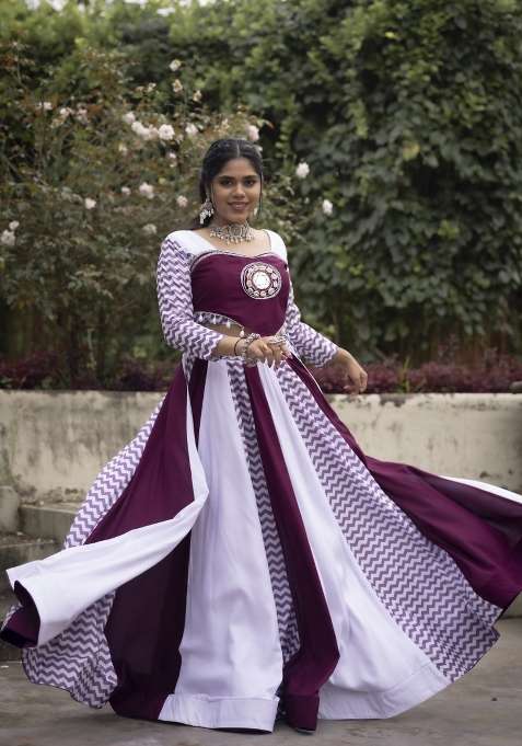 Wine Printed Rayon Chaniya Choli Set For Navratri And Garba for Diwali | Wedding & Festive Wear