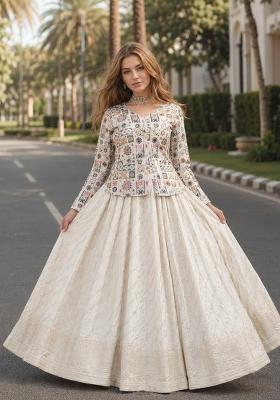 White Embroidery Viscose Chaniya Choli Set For Navratri And Garba