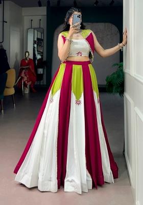 Multicolor Gota Patti Rayon Chaniya Choli Set For Navratri And Garba