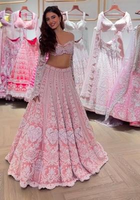 Baby Pink Embroidered Silk Lehenga Set