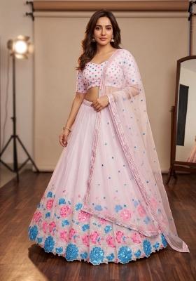 White Embroidered Georgette Lehenga Set