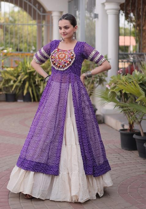 Purple Patch Cotton Chaniya Choli Set For Navratri And Garba