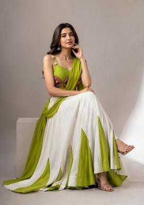 White Plain Cotton Chaniya Choli Set For Navratri And Garba