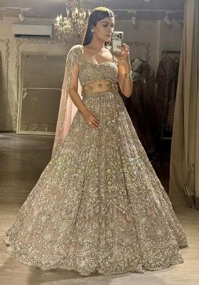 Pink Sequin Work Georgette Lehenga Set