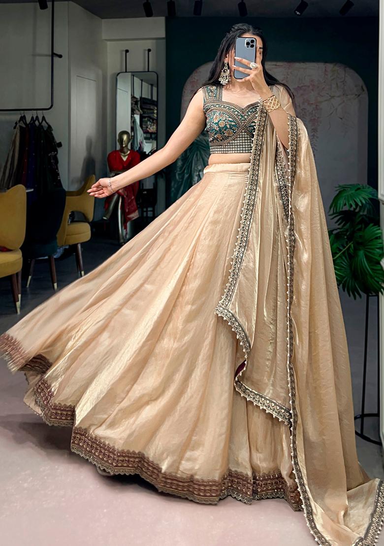 Chiku Embroidered Silk Lehenga Set - Indya