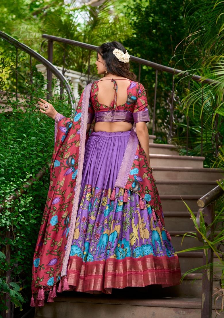 Lavender Silk Lehenga Set - Indya