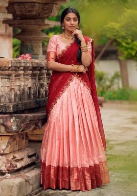 Blue Zari Work Silk Lehenga Set