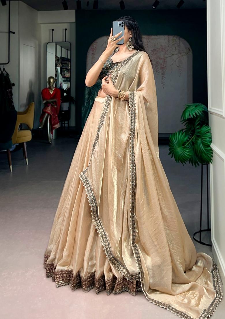 Chiku Lace Work Silk Lehenga Set - Indya