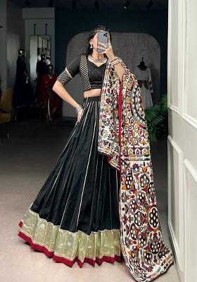 Black Zari Work Chanderi Lehenga Set