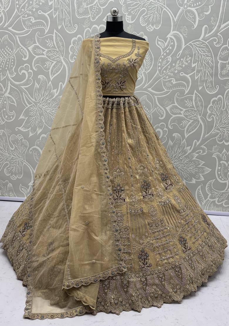 Chiku Zari Work Net Lehenga Set - Indya