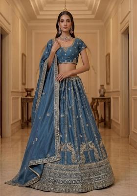 Rama Embroidered Silk Lehenga Set