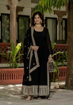 Black Embroidery Georgette Lehenga Choli