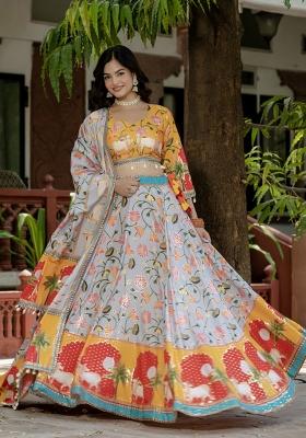 Yellow Silk Lehenga Choli