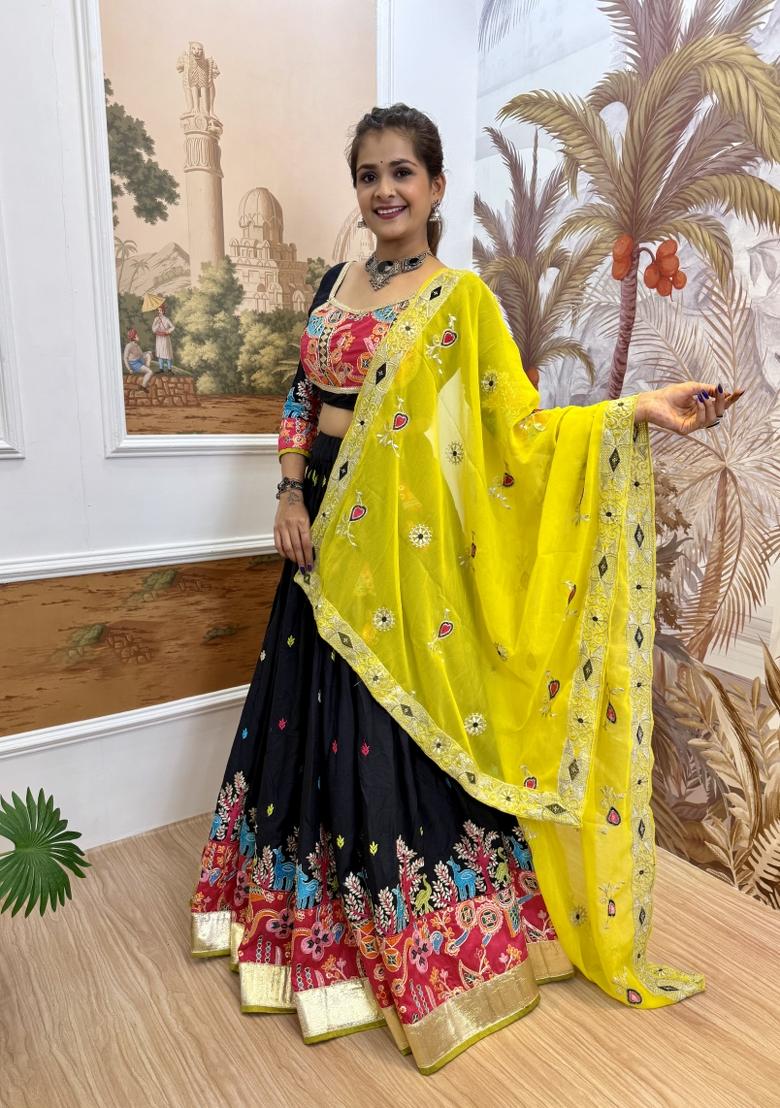 Blue Embroidery Rayon Lehenga Choli - Indya