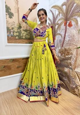 Yellow Embroidery Rayon Lehenga Choli