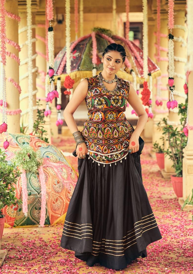 Black Rayon Lehenga Choli - Indya