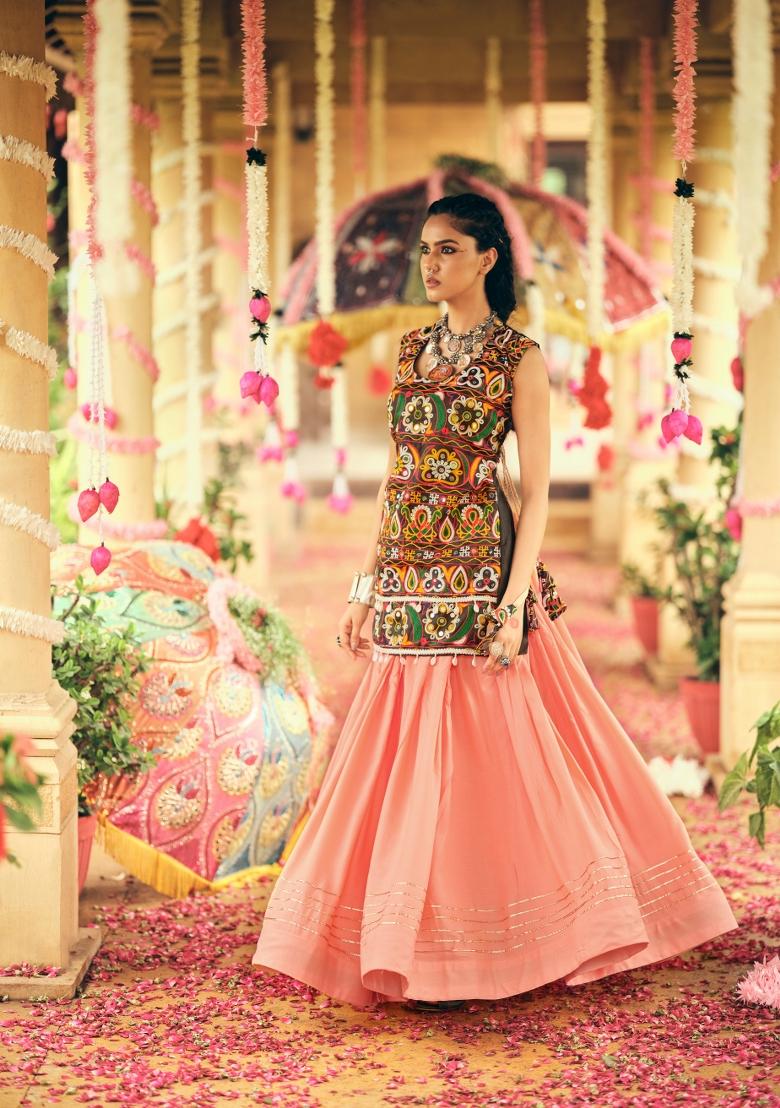 Orange Rayon Lehenga Choli - Indya