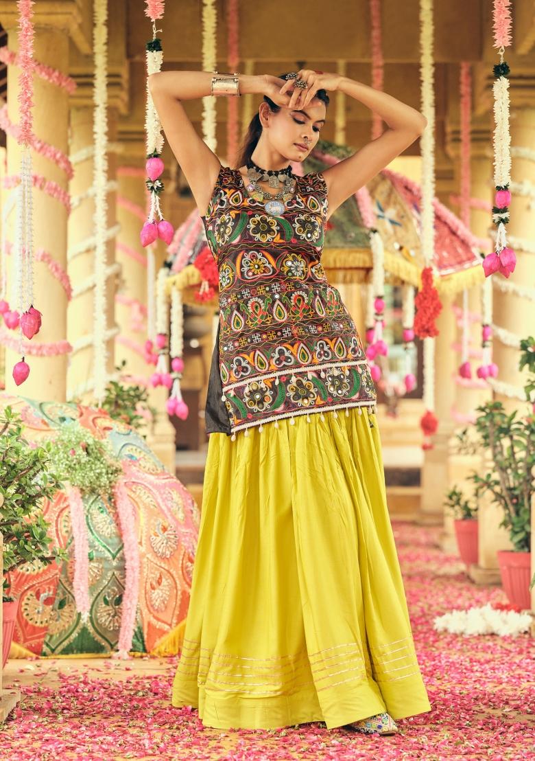 Yellow Rayon Lehenga Choli - Indya