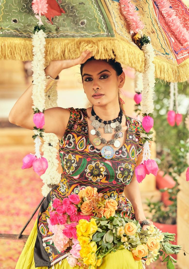 Yellow Rayon Lehenga Choli - Indya