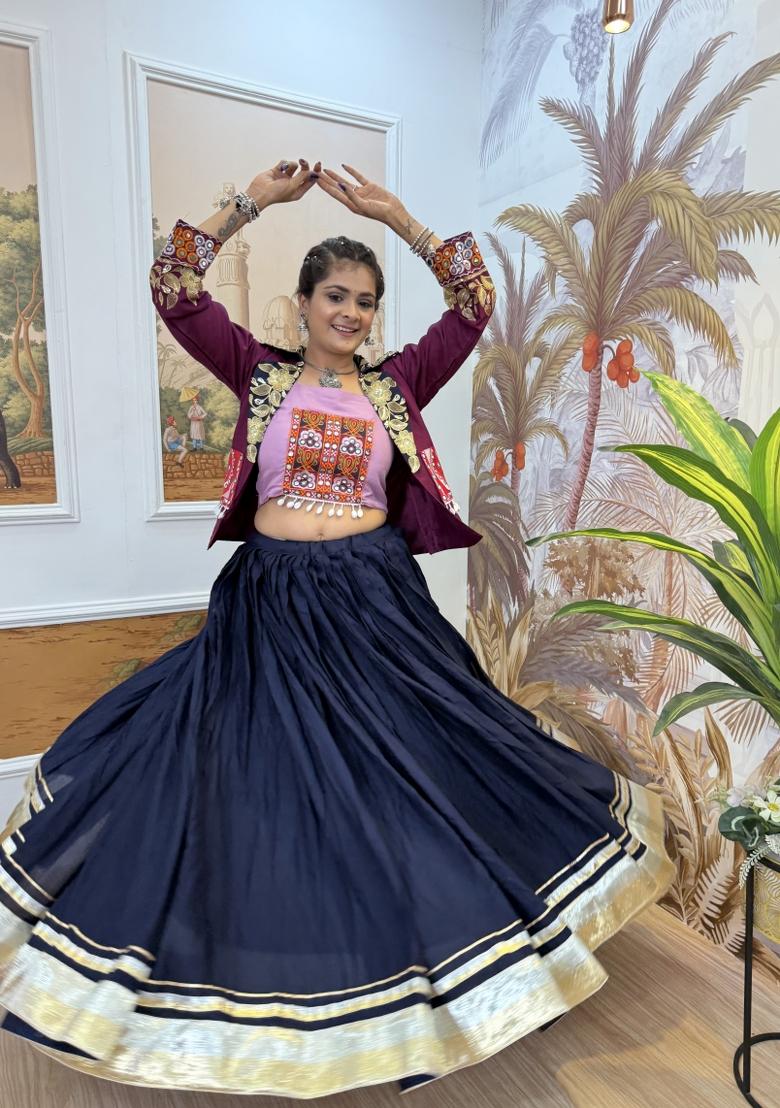 Blue Rayon Lehenga Choli - Indya