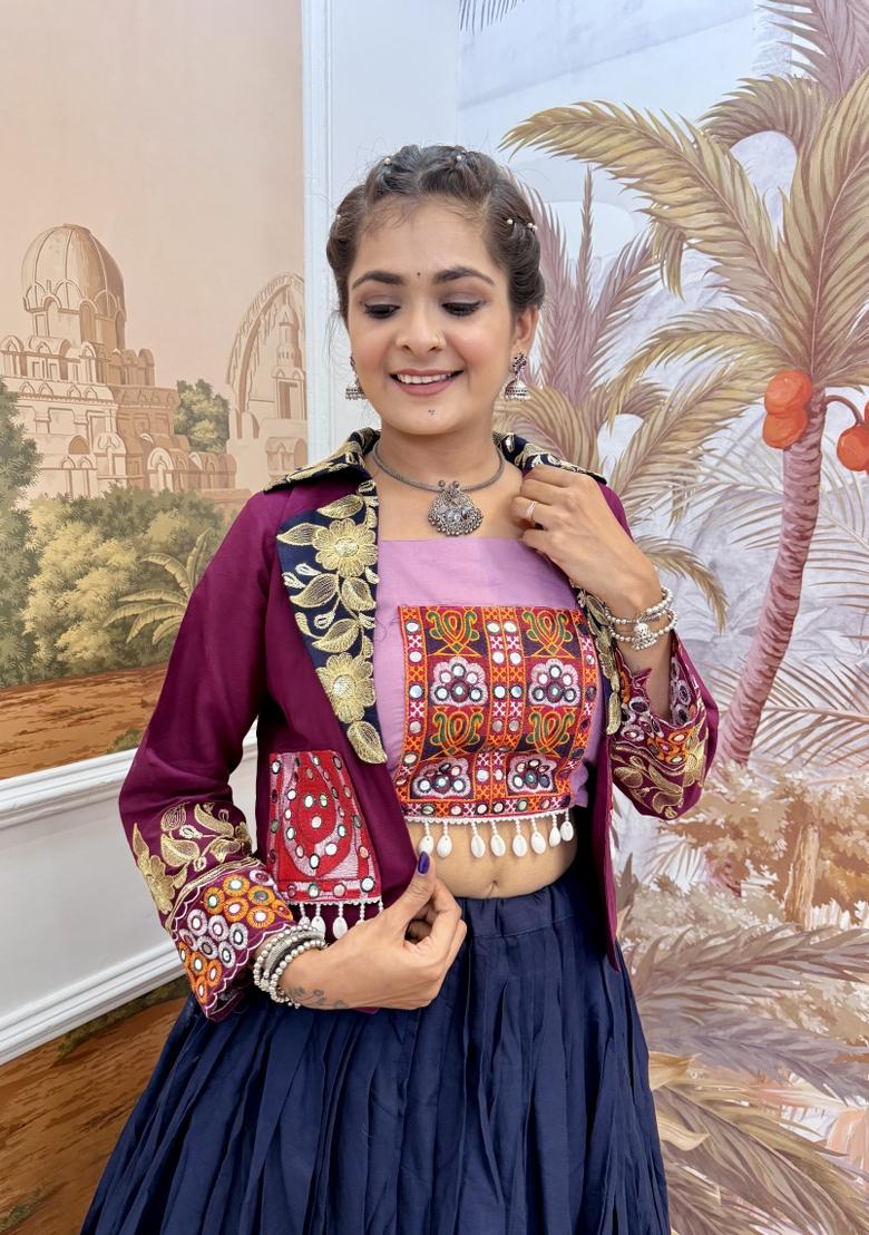 Blue Rayon Lehenga Choli - Indya