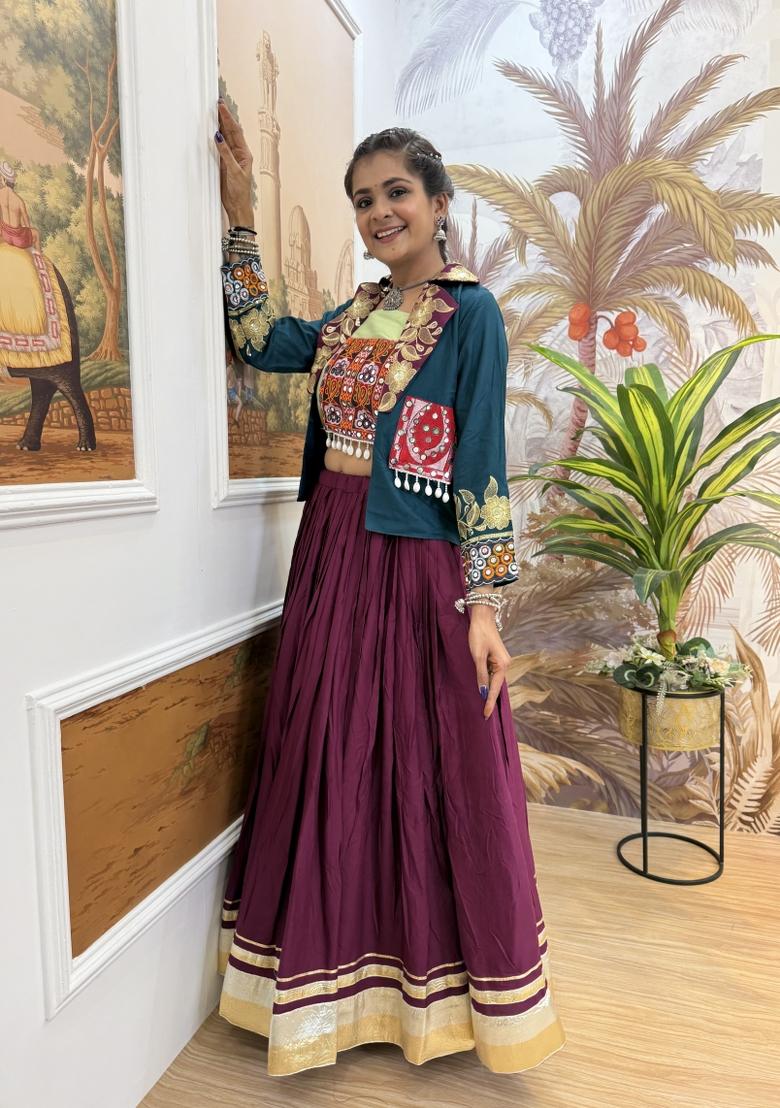 Purple Rayon Lehenga Choli - Indya