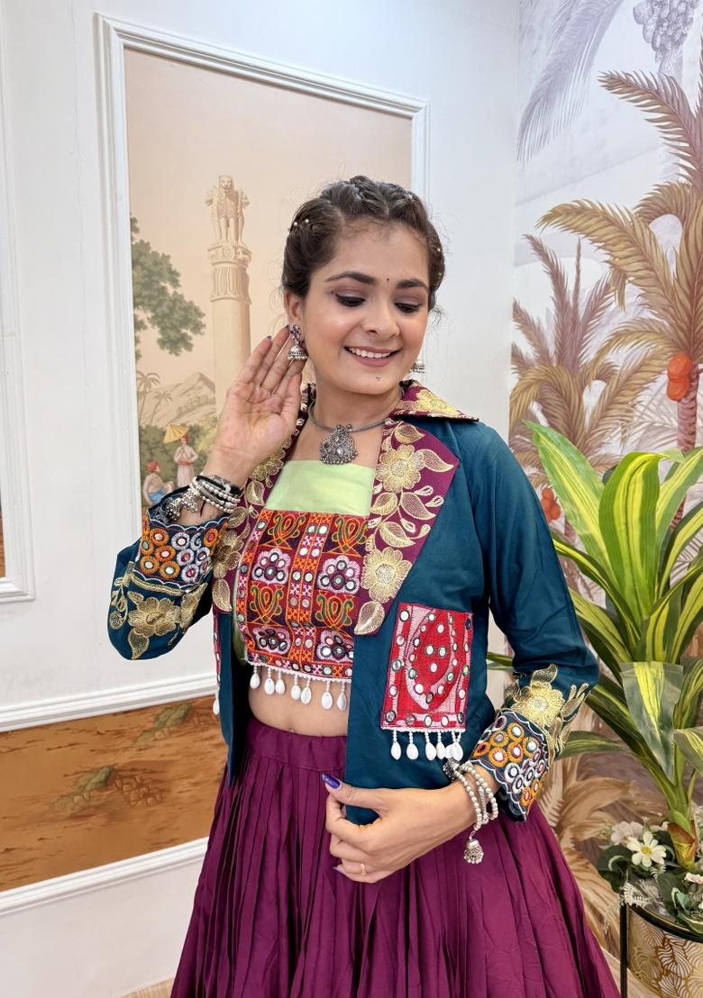 Purple Rayon Lehenga Choli - Indya
