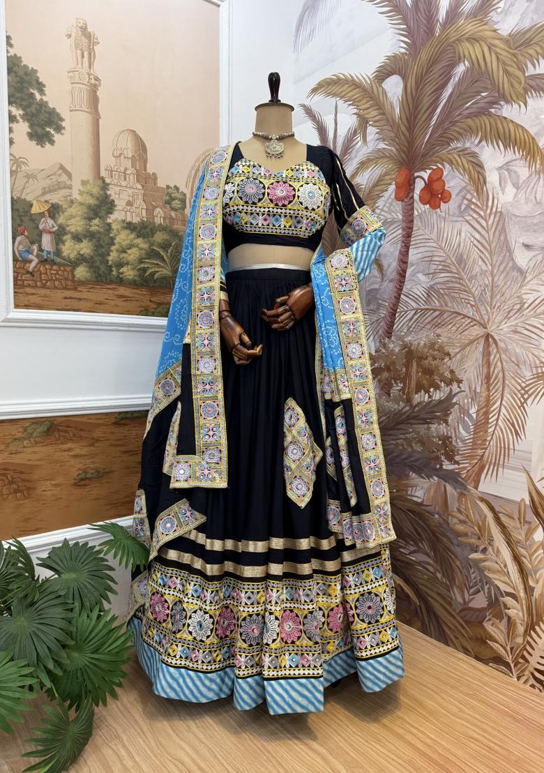 Blue Rayon Lehenga Choli - Indya