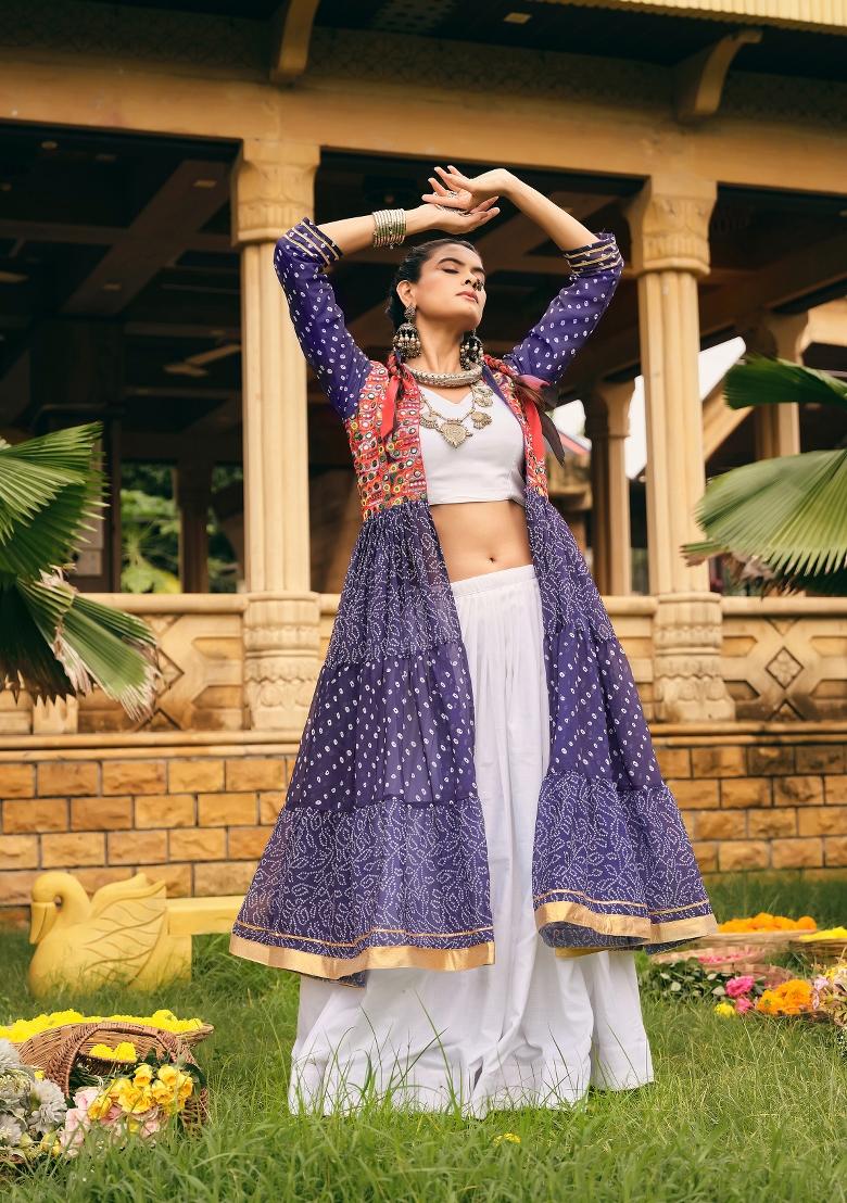 Blue Cotton Lehenga Choli - Indya