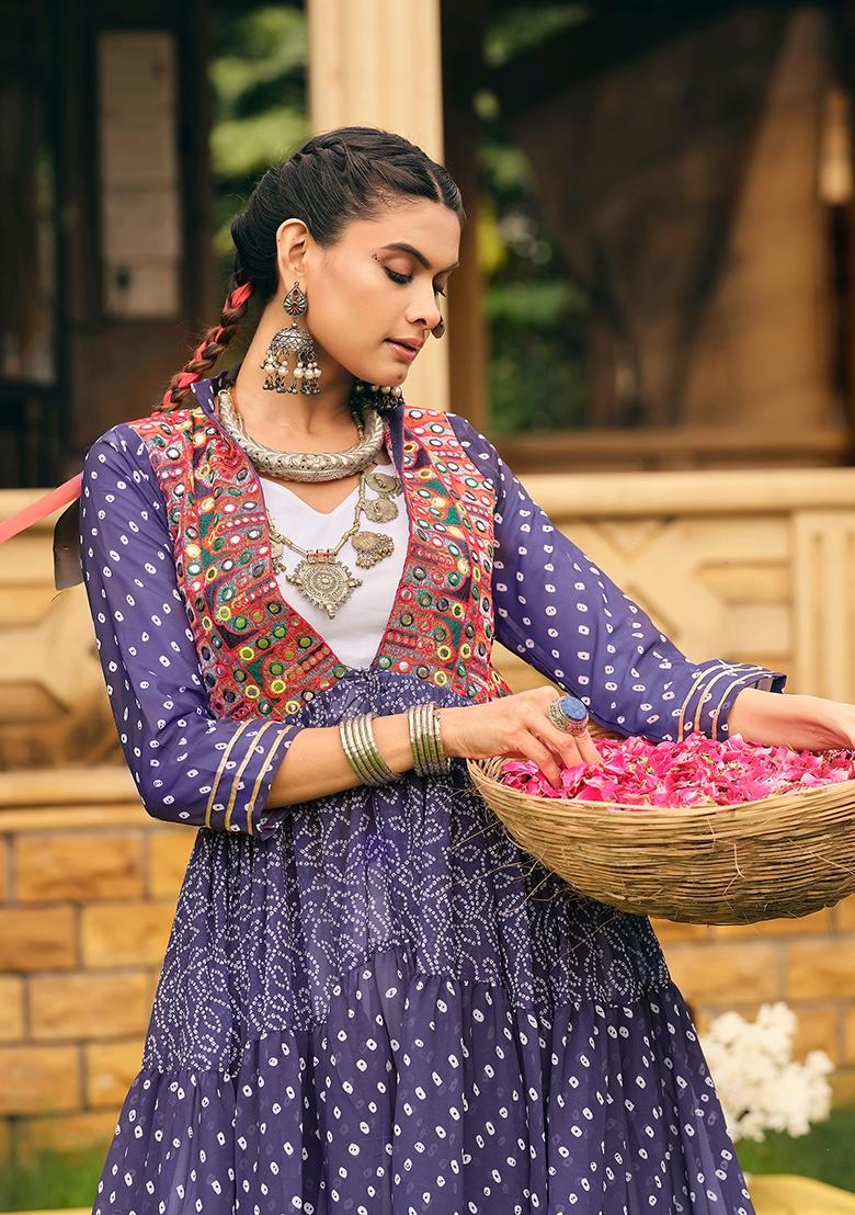 Blue Cotton Lehenga Choli - Indya