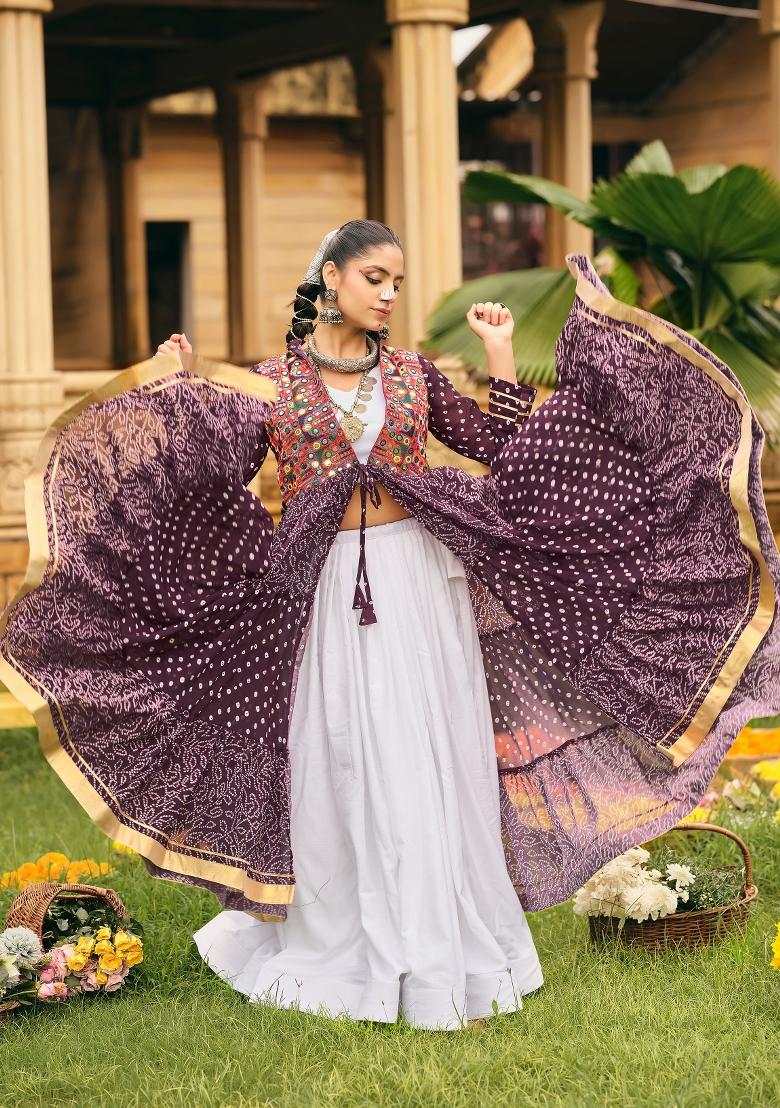 Purple Cotton Lehenga Choli - Indya