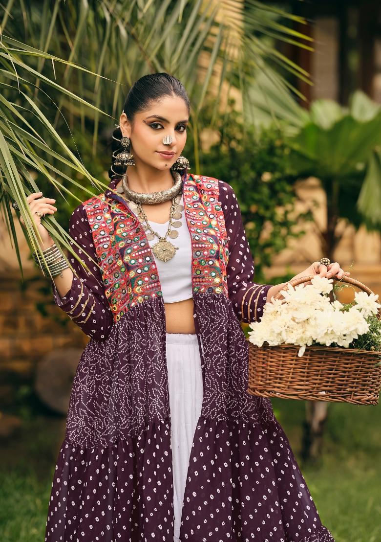 Purple Cotton Lehenga Choli - Indya