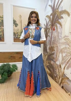 Blue Cotton Lehenga Choli