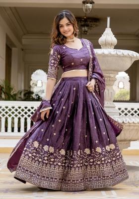 Purple Gold Crush Lehenga Choli