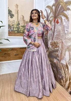 Multicolor Chinon Lehenga Choli