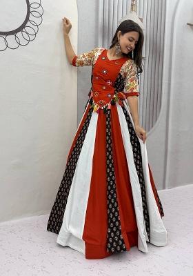 Multicolor Hand Work Cotton Navratri Lehenga Set