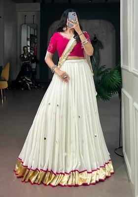 White Mirror Work Lehenga Choli