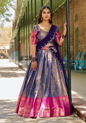Purple Zari Work Kanjivaram Lehenga Choli